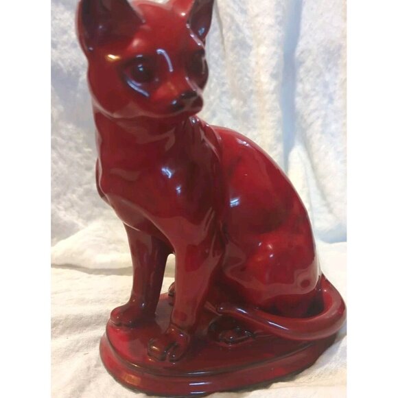 Ceramic Red Glazed  Siamese Cat Realistic Anatomical  Detail 7.5/5 Signed - Picture 11 of 16